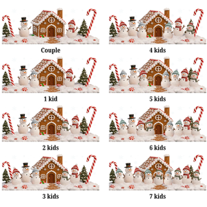 3D Effect Snowman Family In Snow - Personalized LED Light Wooden Base - Christmas For Family