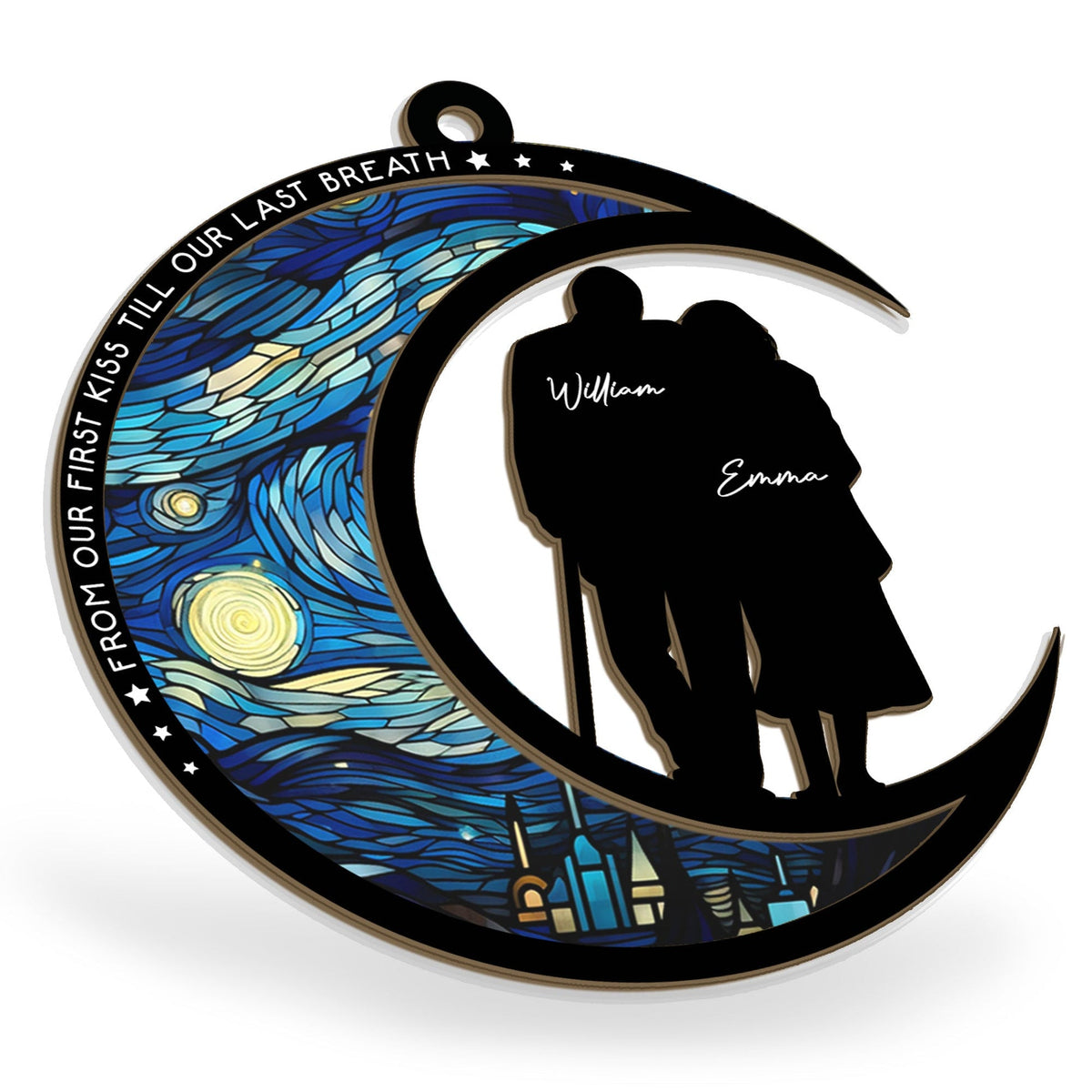 From Our First Kiss Till Our Last Breath - Personalized Suncatcher Ornament - Gift For Couple