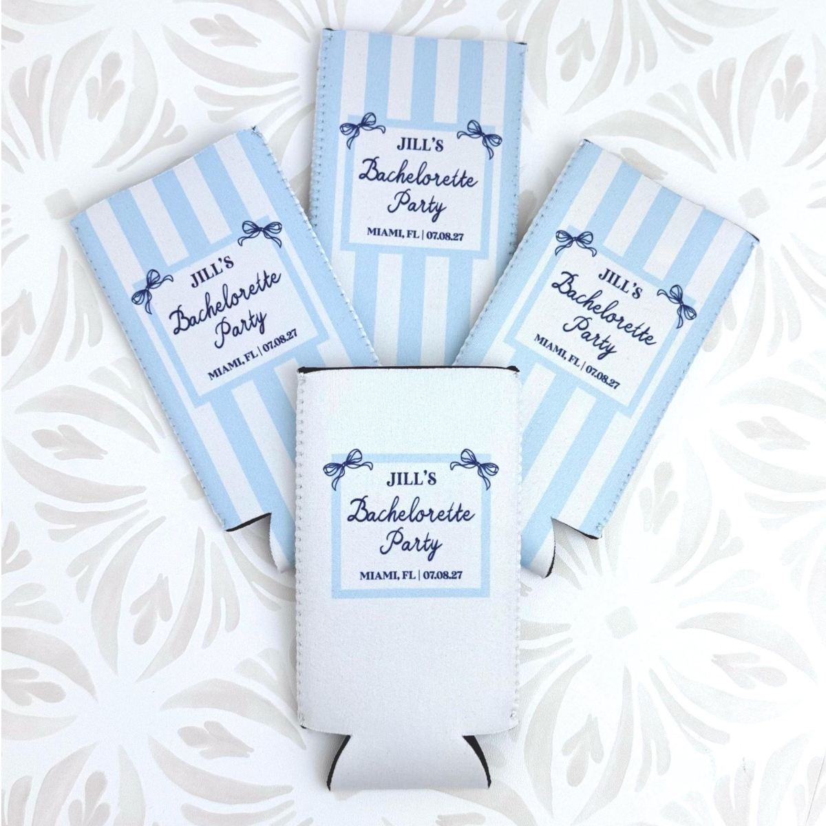 Personalized Beach Bachelorette Can Cooler, Coastal Bridal Party Favor, Custom Drink Holder