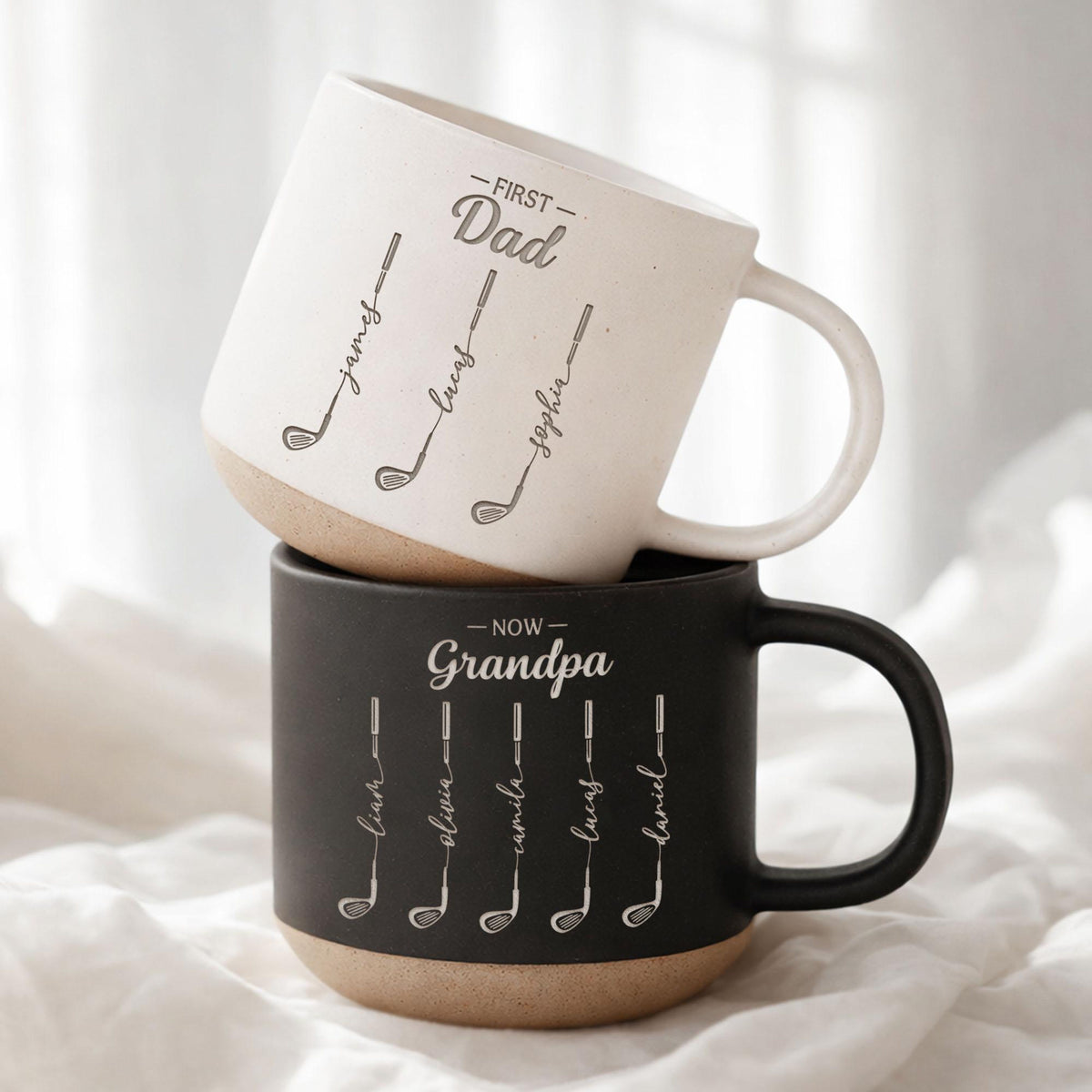 Personalized First Dad Now Grandpa Pottery Mug, Custom Father Day Golf Gift, Golf Lover Gift For Him,Dad Birthday Gift,Gift For Dad, Grandpa