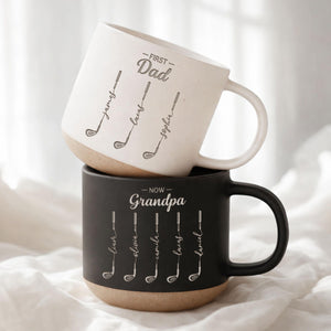Personalized First Dad Now Grandpa Pottery Mug, Custom Father Day Golf Gift, Golf Lover Gift For Him,Dad Birthday Gift,Gift For Dad, Grandpa