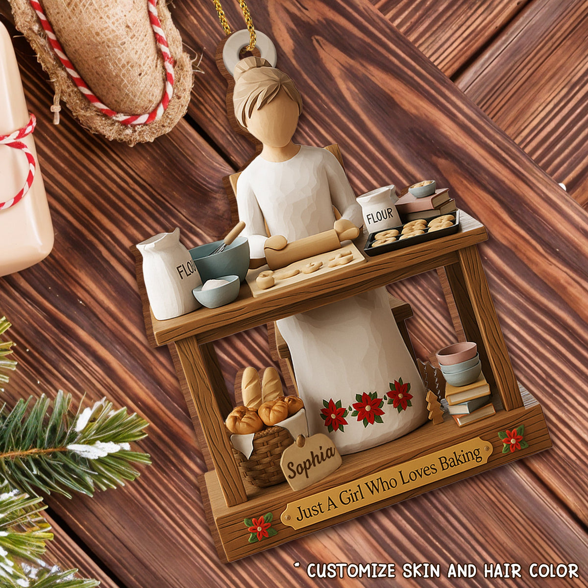 Just A Girl Who Loves Baking, Personalized Ornament, Gift For Bakers And Home Chefs