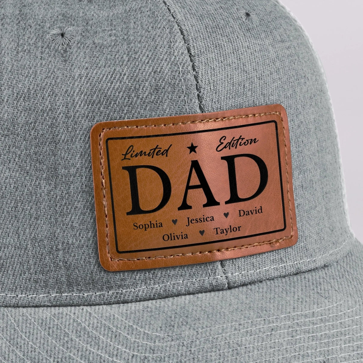 Limited Edition Dad Papa - Personalized Leather Label Net Hat - Gift For Dad, Grandpa, Father's Day Gift