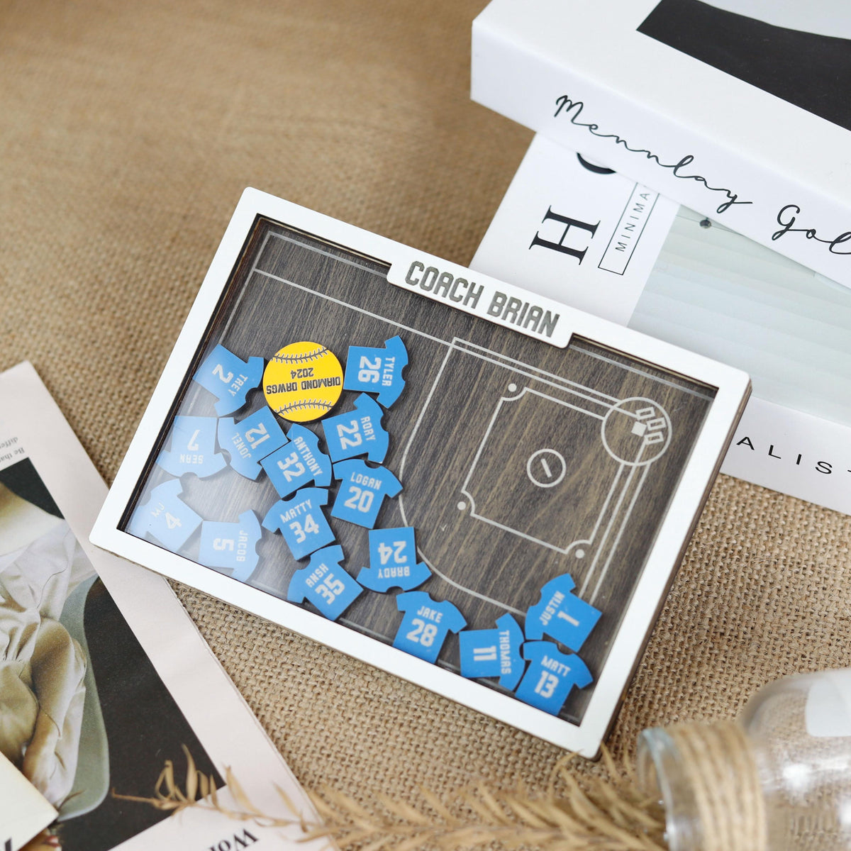 Softball Fridge Magnetic Frame, Personalized Softball Jersey Shaker, Softball Senior Keepsake, Magnet Sport Mini Shaker for Coach, Manager