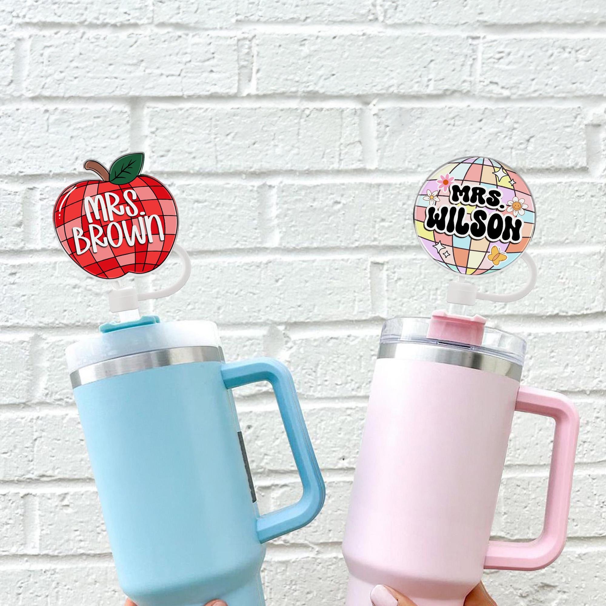 Teacher Straw Topper for Cup, Personalized Teacher Gifts, Custom Teacher Straw Cover, Gift For Teacher