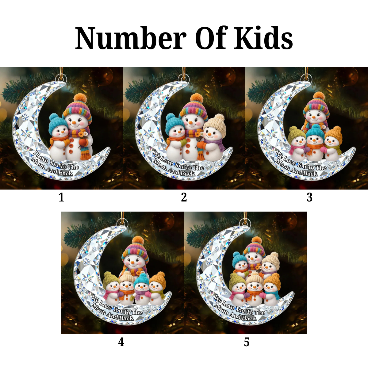 Love my Grandkid to the Moon and Back 3D Crystal Effect - Personalized Acrylic Ornament - Christmas Gift for Grandma, Grandkids