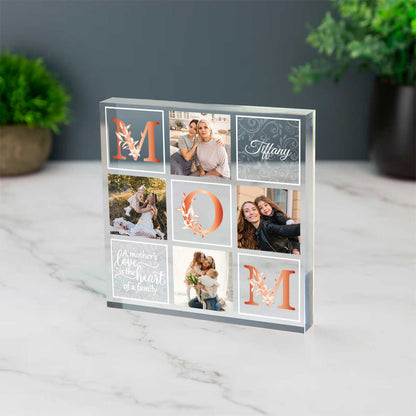 A Mother's Love Is The Heart Of A Family - Personalized Acrylic Plaque - Gift For Mom, Mother's Day, Birthday Gift