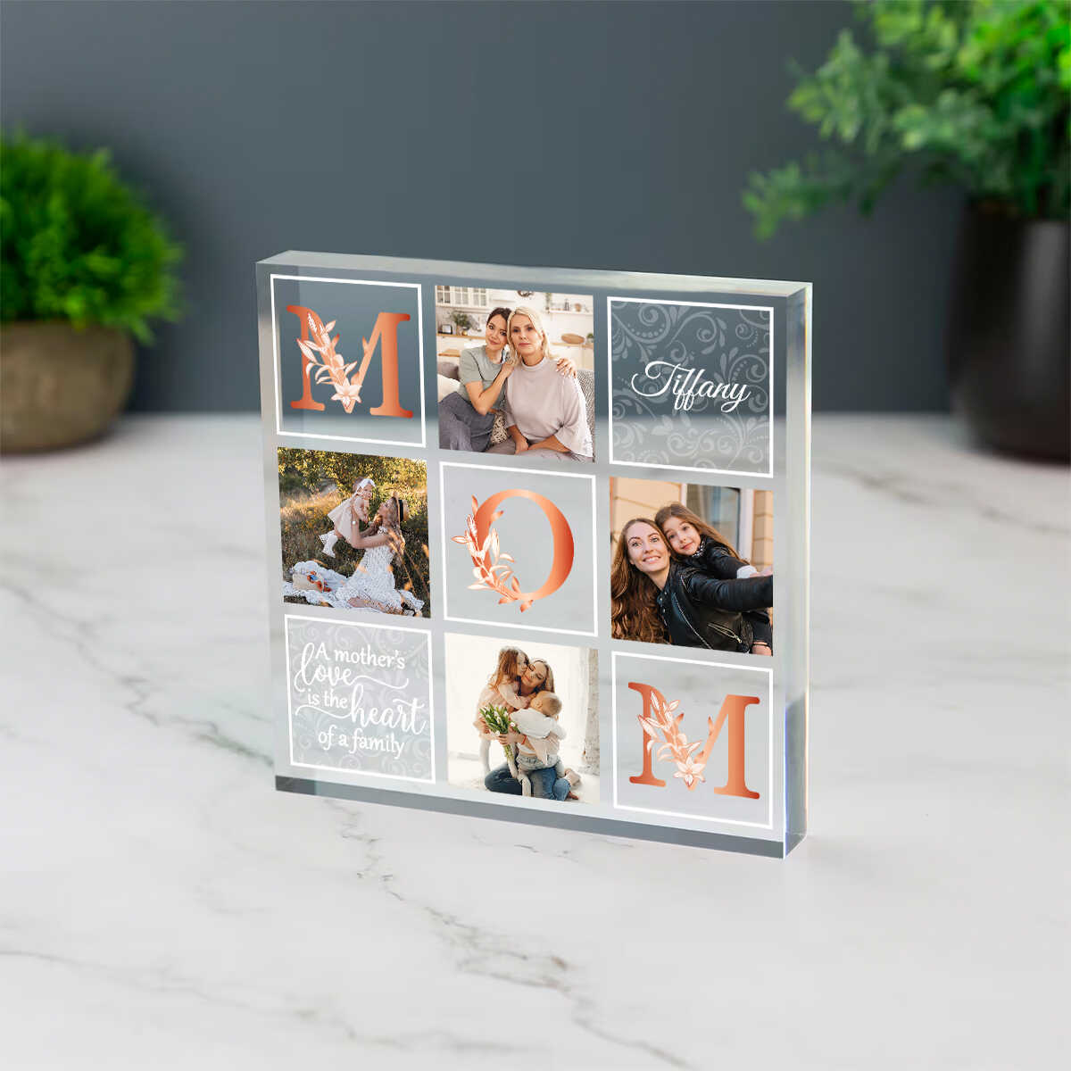 A Mother's Love Is The Heart Of A Family - Personalized Acrylic Plaque - Gift For Mom, Mother's Day, Birthday Gift