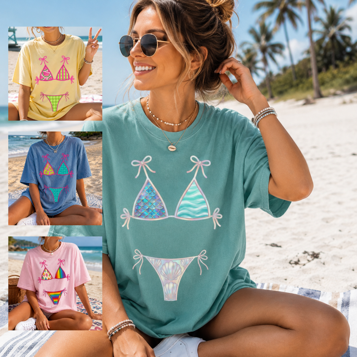 Comfort Colors Bikini Shirt Summer Swimsuit Graphic Tee Beach Girls Trip Vacation Group TShirt Coastal Bachelorette Party Matching Outfit