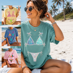 Comfort Colors Bikini Shirt Summer Swimsuit Graphic Tee Beach Girls Trip Vacation Group TShirt Coastal Bachelorette Party Matching Outfit
