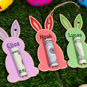 Bunny Money Holder, Personalized Easter Money Holder, Custom Name Money Holder for Gift, Easter Basket Stuffers, Kids Easter Cash Gift