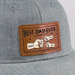 Best Papa Ever - Personalized Leather Label Net Hat - Gift For Dad, Grandpa, Father's Day Gift