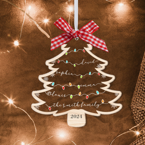 Christmas Tree Custom Family Members Name - Personalized Wood & Acrylic Ornament - Christmas Gift For Family