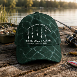 Reel Cool Dad Custom Fishing Hat, Personalized Fisher Grandpa Cap, Fathers Day Gift For Him, Reel Cool Papa Hat, Fishing Lover Grandpa Gift