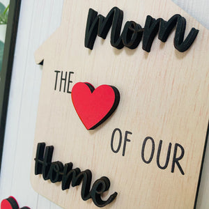 Personalized Mom Sign Mother's Day, Mom Is The Heart Of Our Home, Gifts From Kids, Personalized Mom Wooden Sign