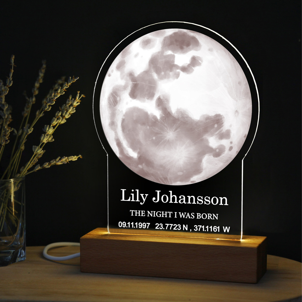 Custom Moon Phase Night Light, Unique Wedding Gift, Night Sky Print by Date, Customized Couple Gifts, Anniversary Gift for Couple
