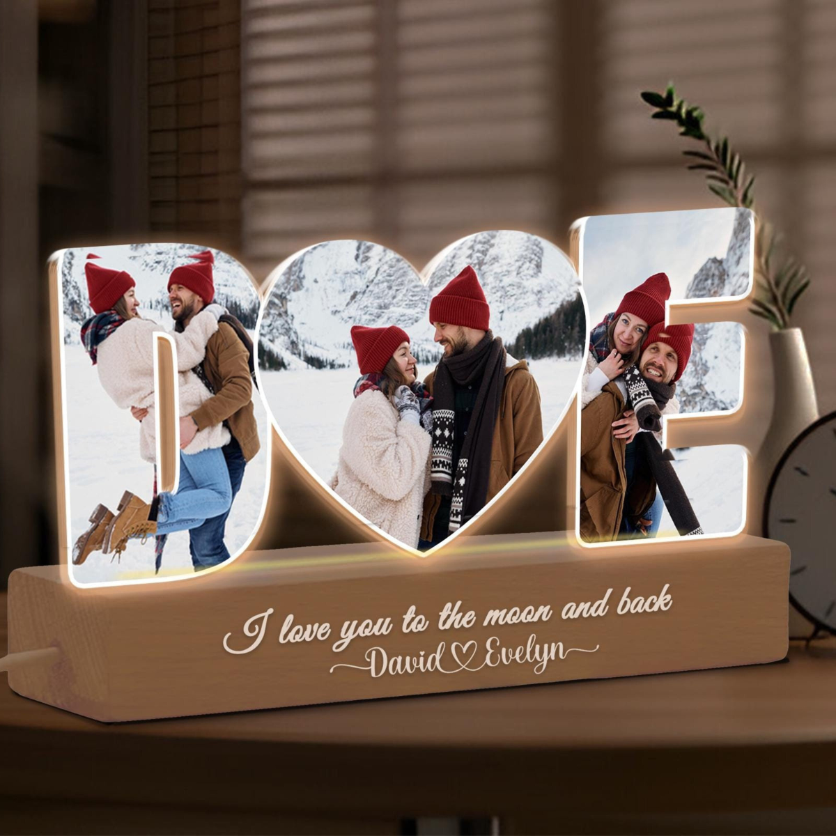 Personalized Couple Photos Collage Night Light, Valentines Day Gift for Boyfriend Girlfriend, Wedding Photo Gift, Couple Anniversary Gift
