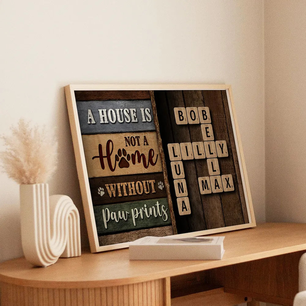 A House Is Not A Home Without Paw Crossword Puzzle - Personalized Canvas - Gift For Family, Gift For Pet Lovers