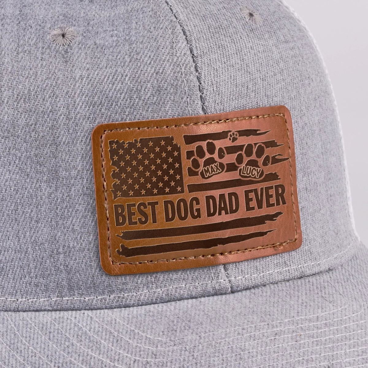 Best Dog Dad Ever - Personalized Leather Label Net Hat - Gift For Dog Dad, Dog Lovers