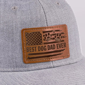 Best Dog Dad Ever - Personalized Leather Label Net Hat - Gift For Dog Dad, Dog Lovers