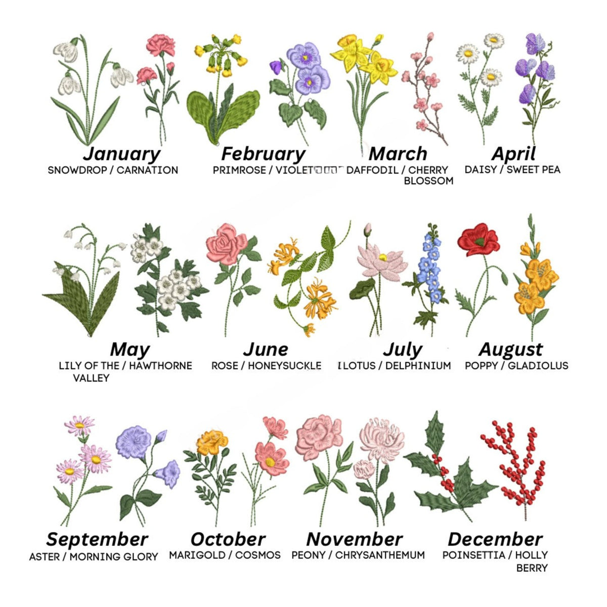 Personalized Birth Month Flower Sweatshirt, Embroidered Birth Flower Sweatshirt, Floral Embroidery, Mothers Day Gift