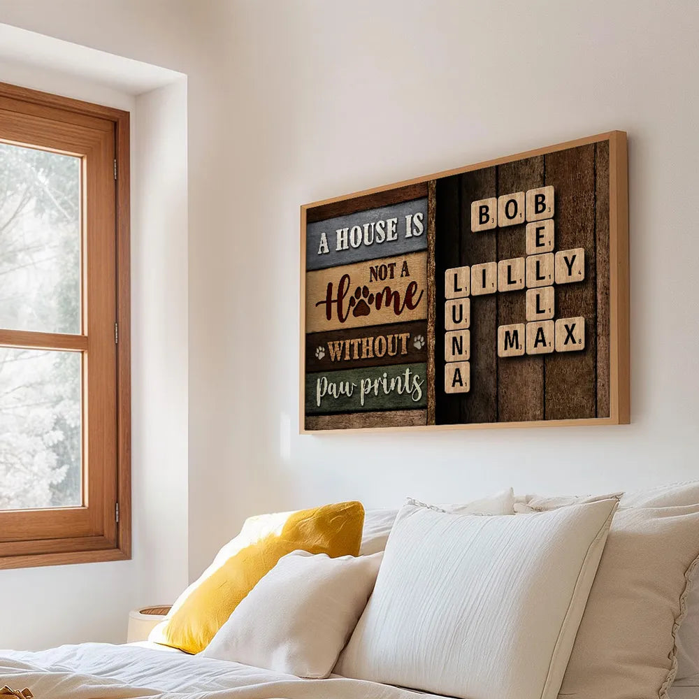 A House Is Not A Home Without Paw Crossword Puzzle - Personalized Canvas - Gift For Family, Gift For Pet Lovers