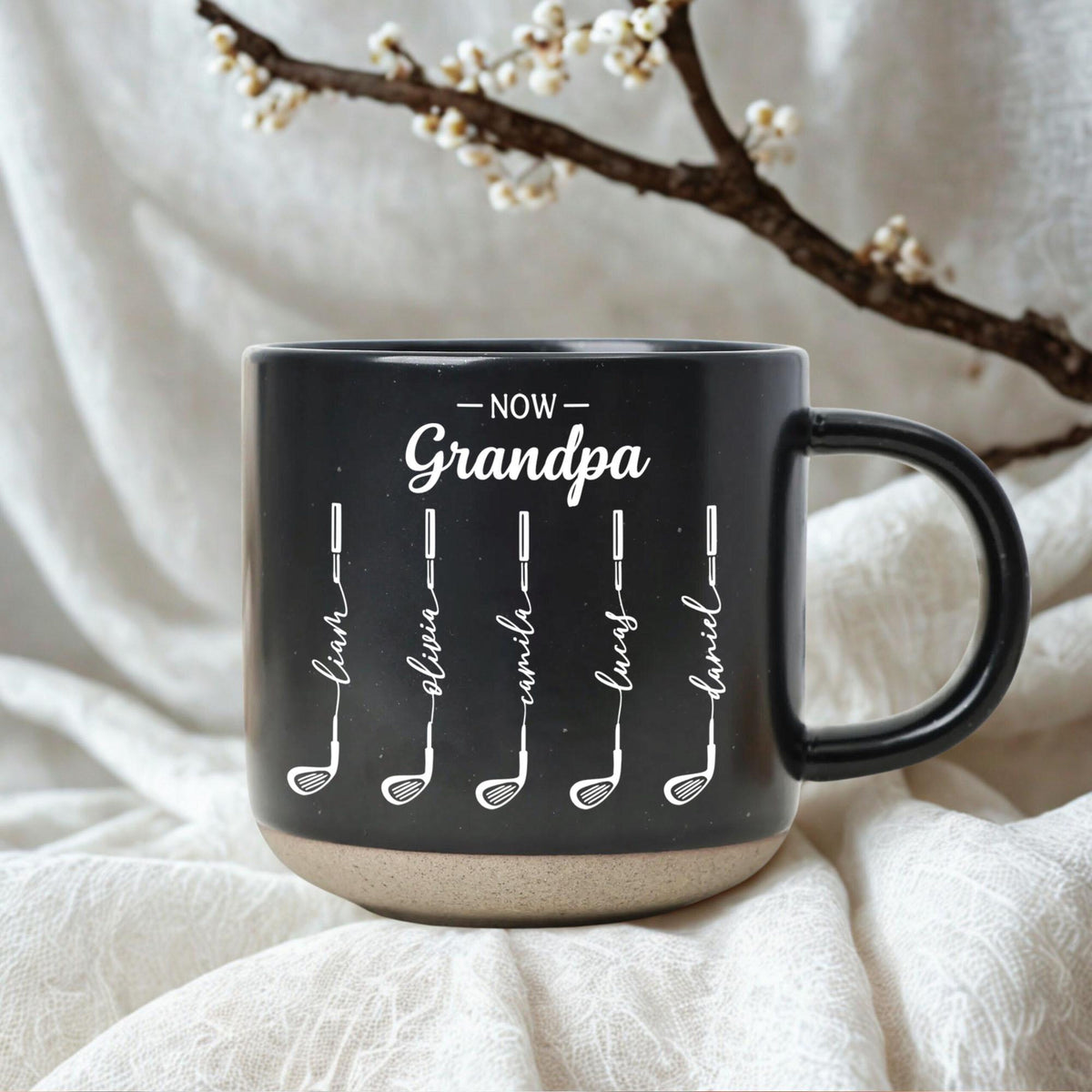 Personalized First Dad Now Grandpa Pottery Mug, Custom Father Day Golf Gift, Golf Lover Gift For Him,Dad Birthday Gift,Gift For Dad, Grandpa