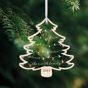 Christmas Tree Custom Family Members Name - Personalized Wood & Acrylic Ornament - Christmas Gift For Family