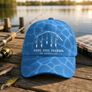 Reel Cool Dad Custom Fishing Hat, Personalized Fisher Grandpa Cap, Fathers Day Gift For Him, Reel Cool Papa Hat, Fishing Lover Grandpa Gift