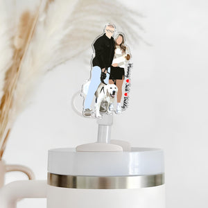 Personalized Gift For Mom, Custom Family Photo Portrait Straw Topper, Mom And Kids Photo Straw Cover