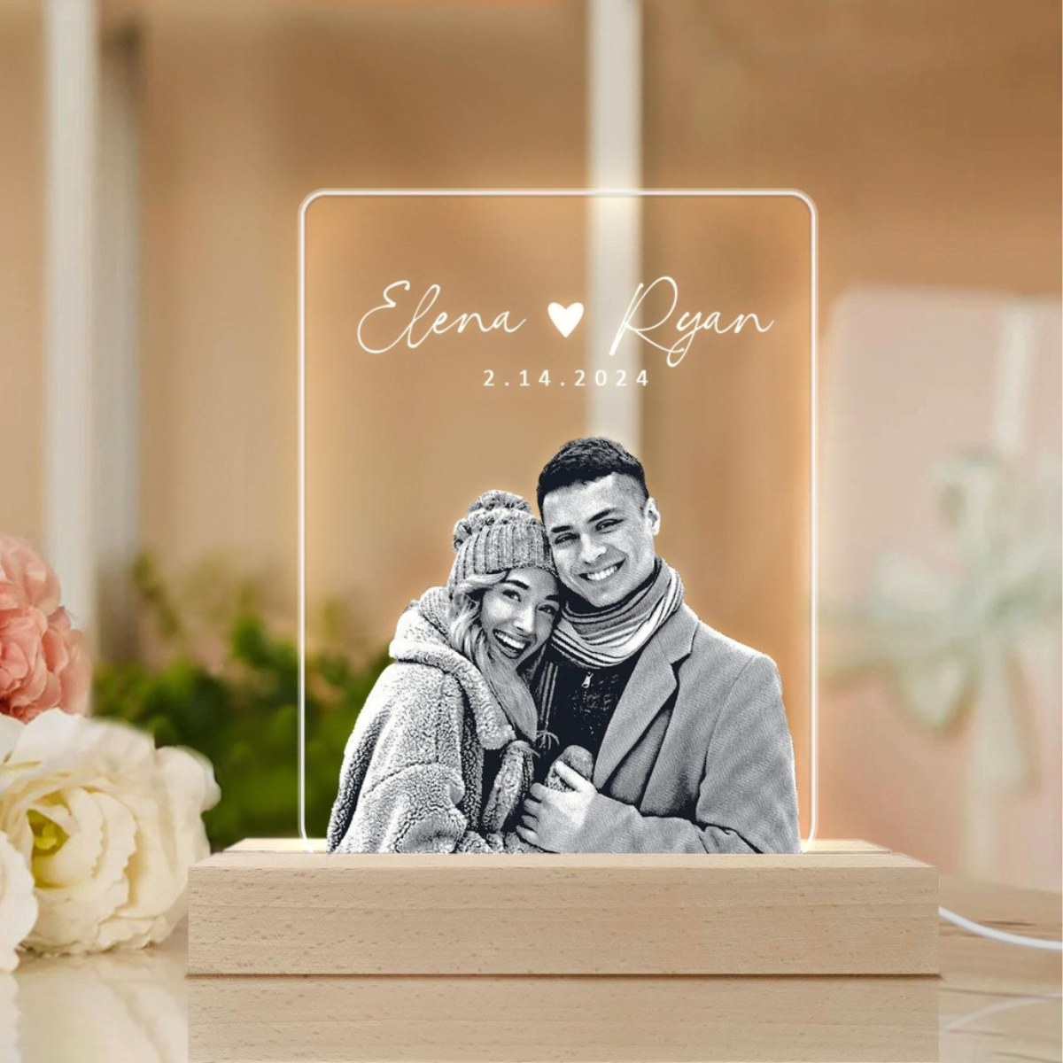 Custom Picture Night Light, Wedding Gifts for Couple, Personalized Photo Lamp, Anniversary Gift, Photo Night Light, Valentine Gifts For Couple