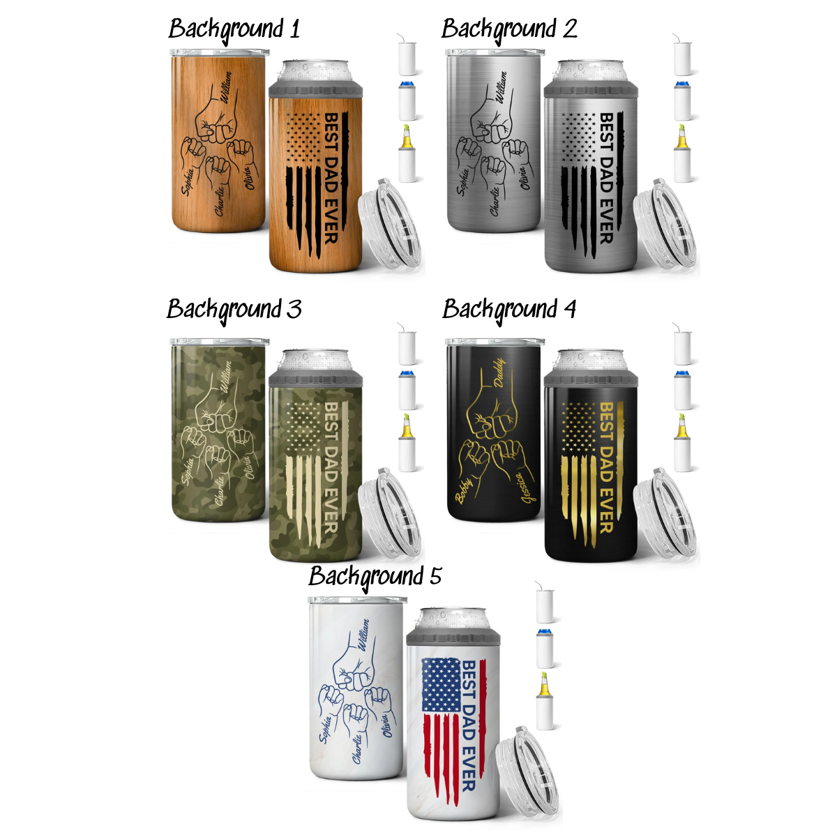 Best Dad Papa Grandpa Ever Fist Bump Outline - Personalized Can Cooler Tumbler - Gift For Dad Grandpa, Father's Day Gift Idea