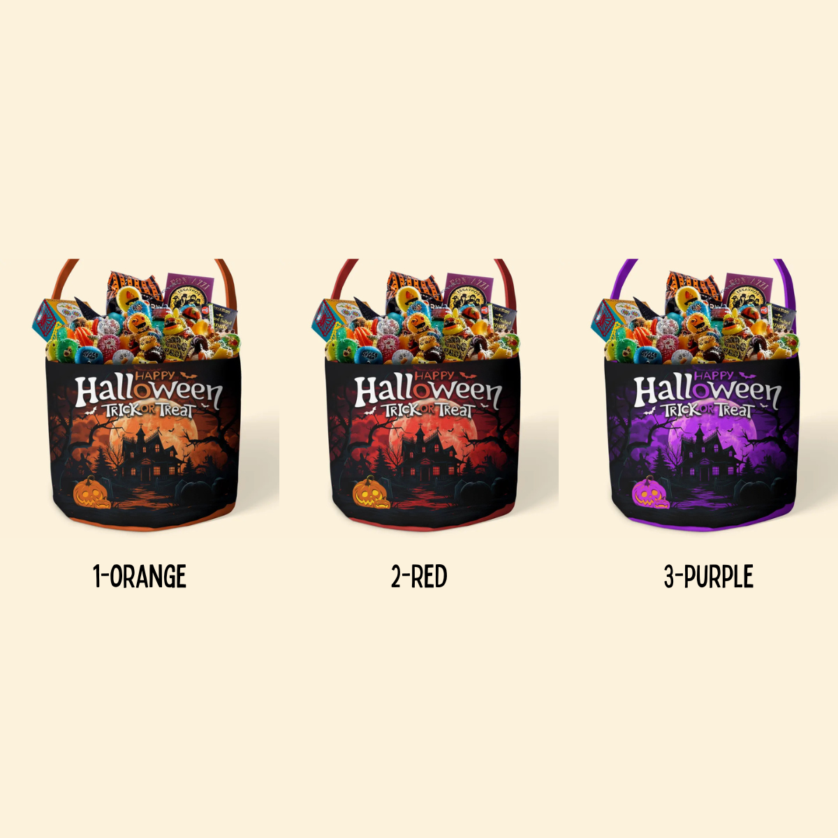 Happy Halloween Trick Or Treat Custom Kid's Face - Personalized Halloween Fabric Basket - Halloween Gift For Kids