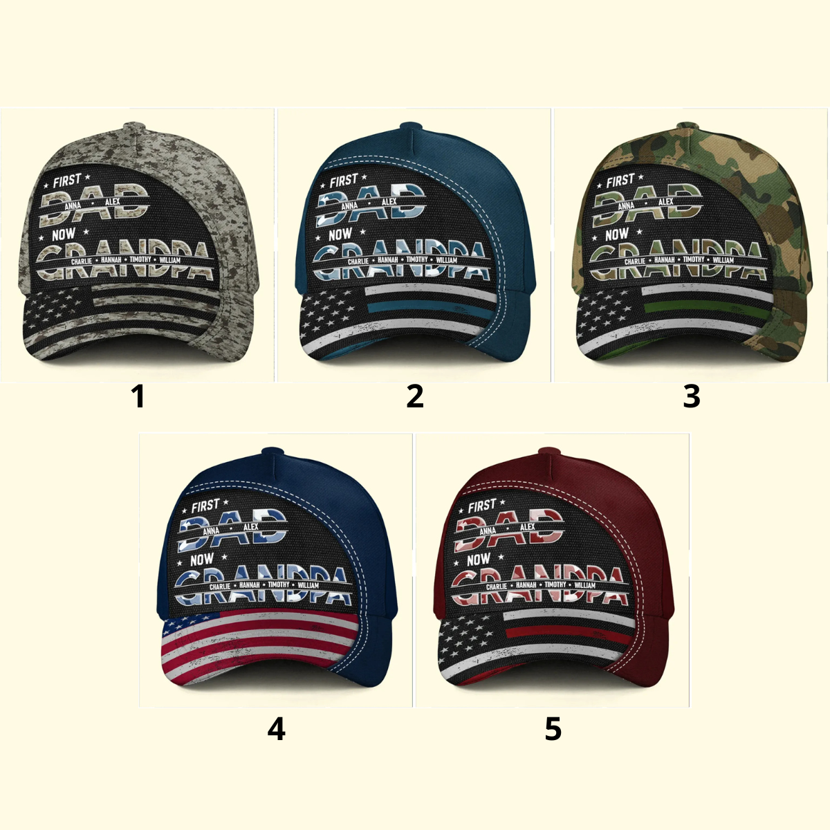 First Dad Now Grandpa Camouflage Pattern - Personalized Classic Cap - Gift For Grandpa, Father's Day, Birthday Gift