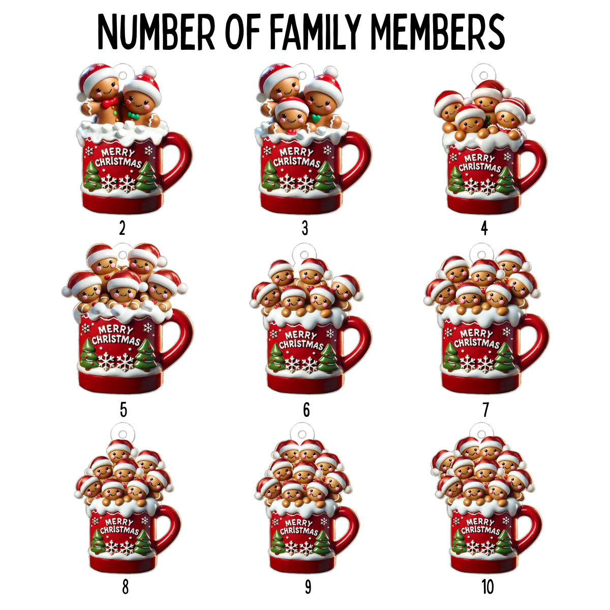 Gingerbread Family In Hot Cocoa Christmas Decor - Personalized Acrylic Ornament - Christmas Gift For Family