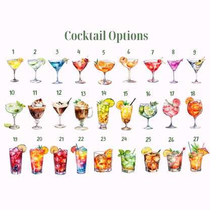 Custom Cocktail Print, Personalized Roomates Gift Idea For Friends, Group Names As Drinks, College Dorm Wall Art Decor