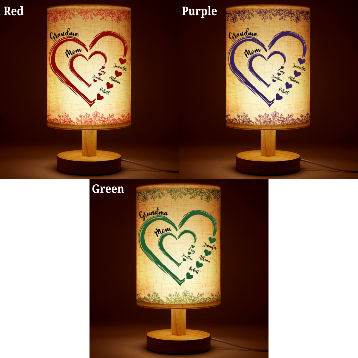 Mom Grandma Sweethearts - Personalized Fabric Lamp - Gift For Mom Grandma, Mother's Day Gift