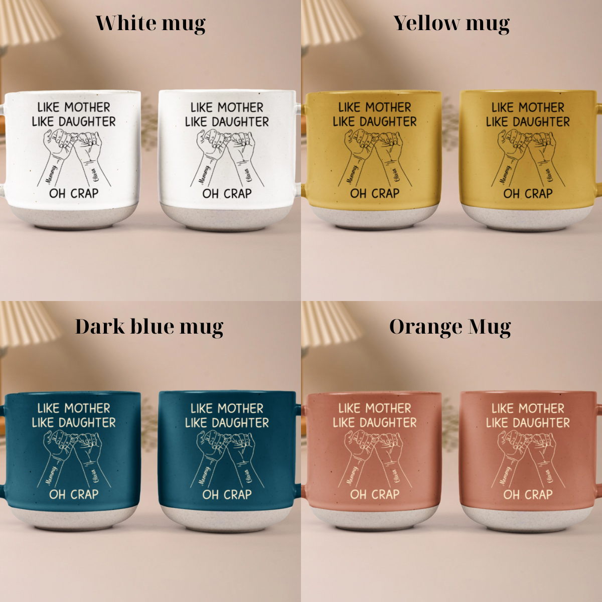 Like Mother Like Daughter Oh Crap - Personalized Pottery Mug - Mother's Day, Birthday Gift For Mom, Mother