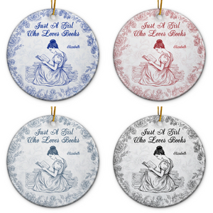 Chinoiserie Toile Just A Girl Who Loves Books - Personalized Ornament - Gift For Book Lovers, Bookworm Gift