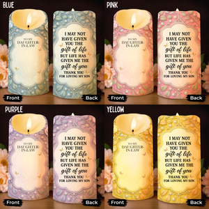 To My Daughter-In-Law, Gift Of Life, Flowers and Butterflies, Custom LED Candle, Gift For Daughter-In-Laws