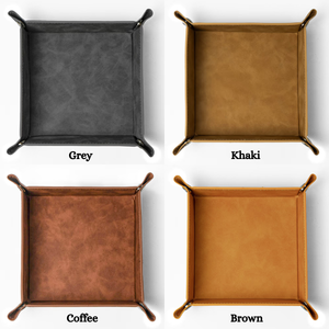 Personalized Leather Tray, Engraved Vegan Leather Valet Tray, Christmas Gifts, Custom Catch All Tray, Father's Day Gifts, Graduation Gifts