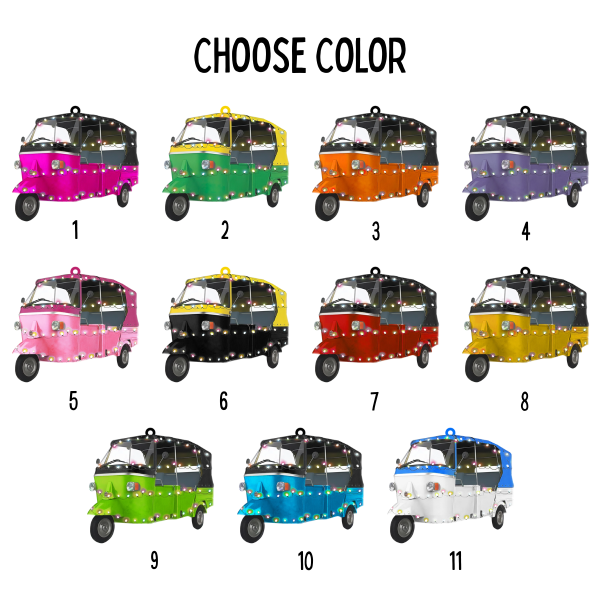 Auto Rickshaw Christmas Light Tree Ornament, Custom Car Ornament, Motorcycles lovers Reindeer Xmas Ornaments, Gift For Christmas