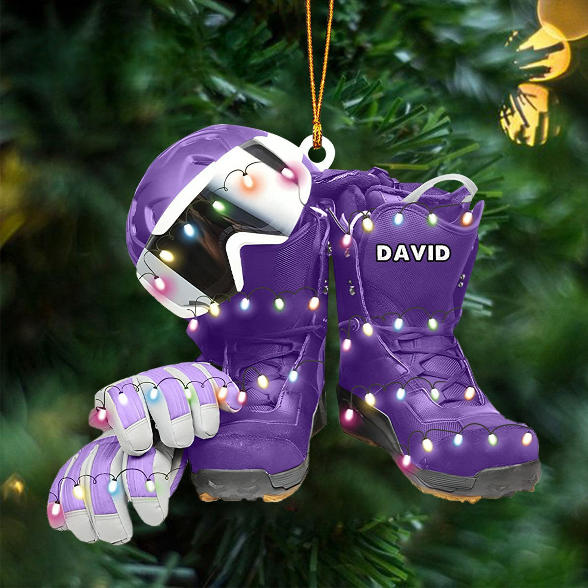 Personalized Skiing Shoes Acrylic Ornament, Winter Sports Ornaments