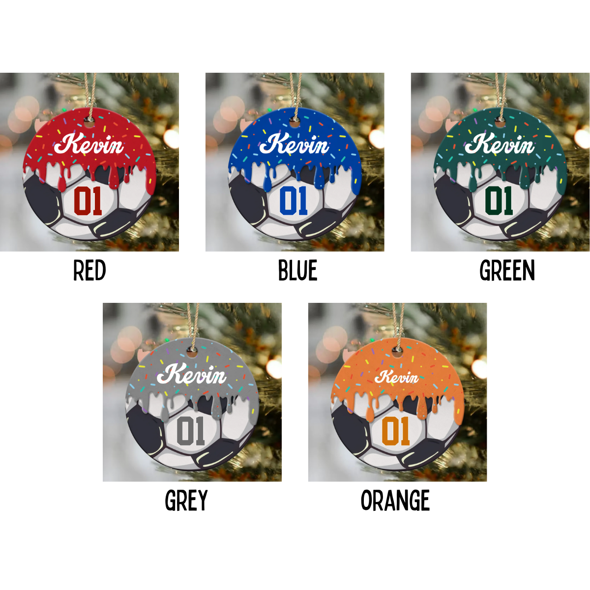 Personalized Soccer Ornament, Custom Name & Number Soccer Gift, Soccer Christmas Ornament for Player or Team, Soccer Player Keepsake