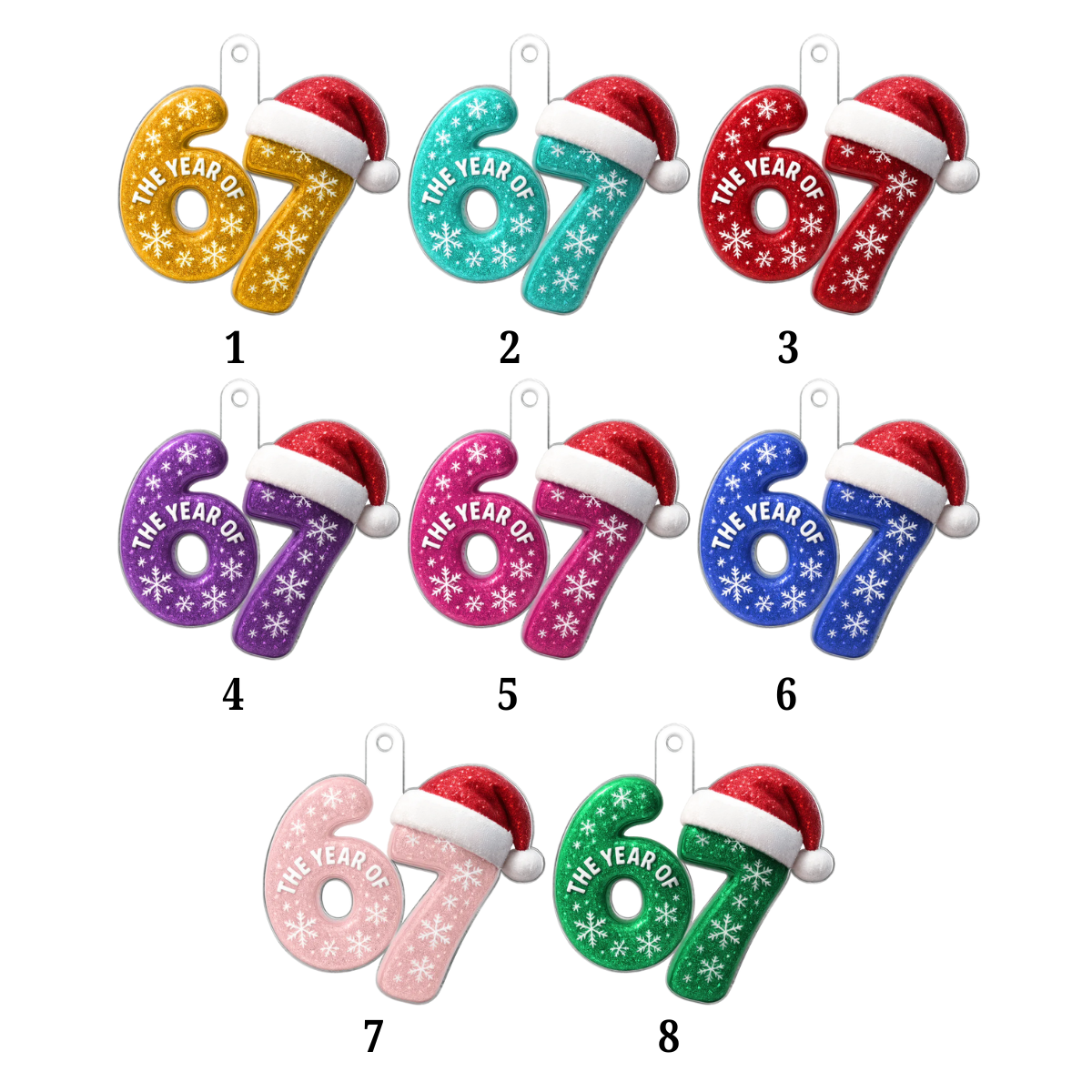 3D Glitter Effect 67 Six Seven 2025 - Personalized Acrylic Ornament - Funny Christmas Gift