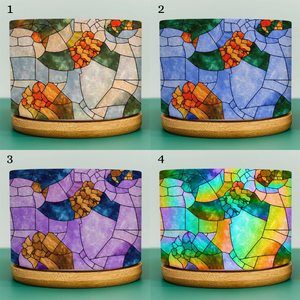 Custom Photo Stained Glass Portrait Family Photo - Personalized Ceramic Plant Pot - Gift For Mother, Grandma, Family
