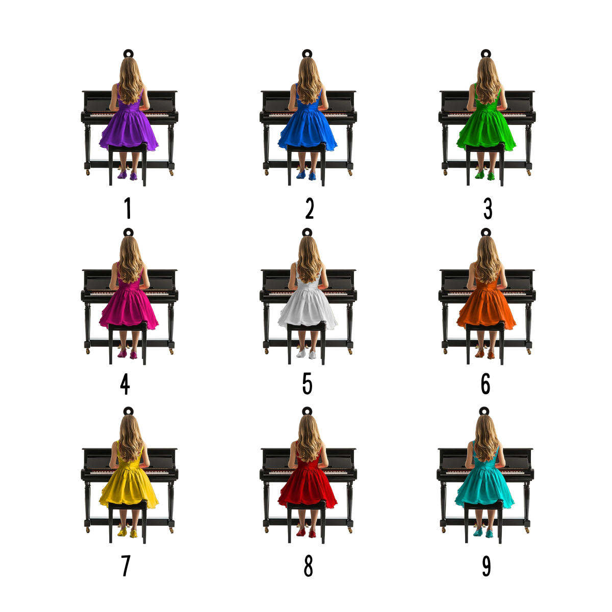 Elegant Woman Piano Personalized Christmas Ornament, Gift for Piano Lover