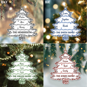 Family Christmas Tree Toile De Jouy - Personalized Acrylic Ornament - Christmas Gift For Family