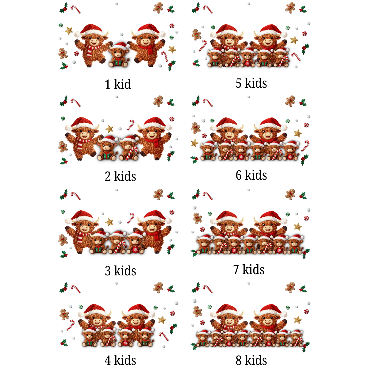 3D Faux Crochet Effect Christmas Grandma Grandkids Highland Cow Together - Personalized Doormat - Christmas Gift For Grandpa & Grandpa