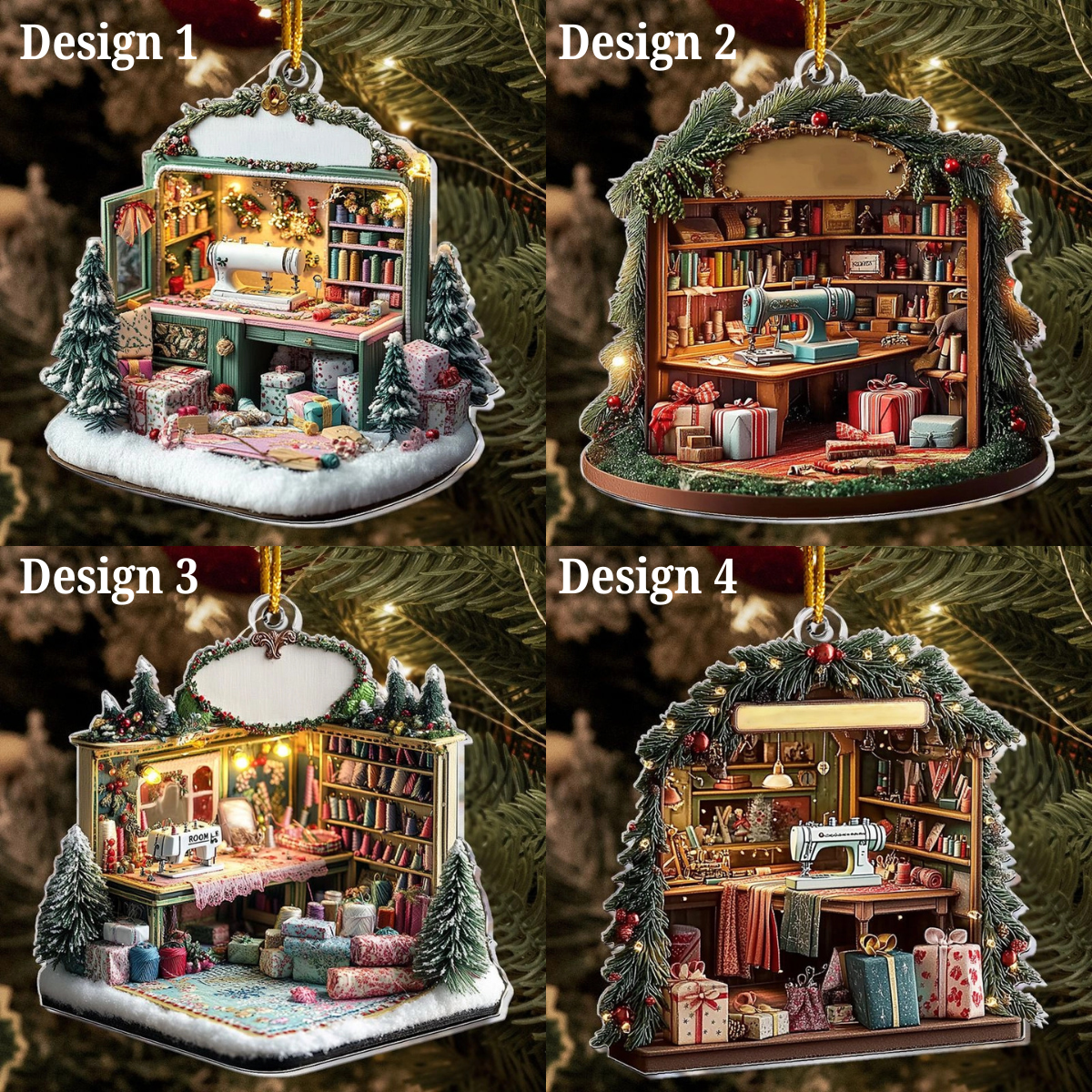 Her Sewing Room, Embroidery Room, Personalized Acrylic Christmas Ornament, Gift For Sewing Lovers